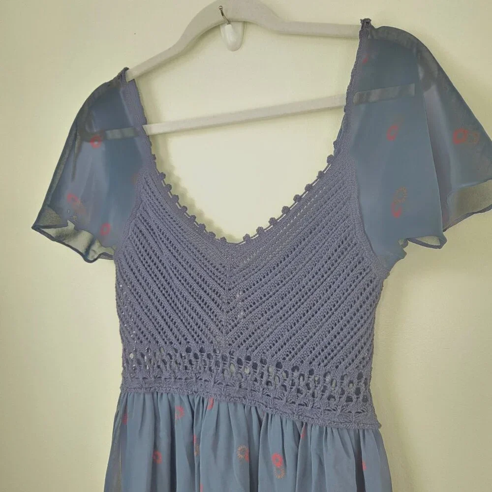 Free People Wildflowers Crochet Bodice Dress Med